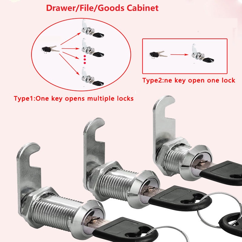 Furniture Hardware Cam Lock - File/Barang/Laci Kunci Kabinet dengan 2 Kunci